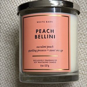 White Barn Peach Bellini Candle - Pink Label with White Wax NEW